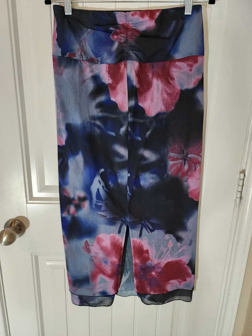 Free People Sunset Mesh Maxi Skirt Night Combo Floral Sheer Overlay Size S